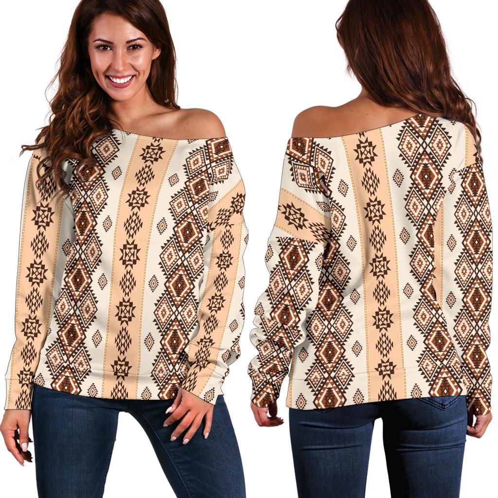 Native Classic Pattern Print Off Shoulder Sweatshirt
