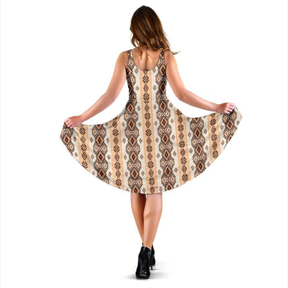 Native Classic Pattern Print Sleeveless Dress