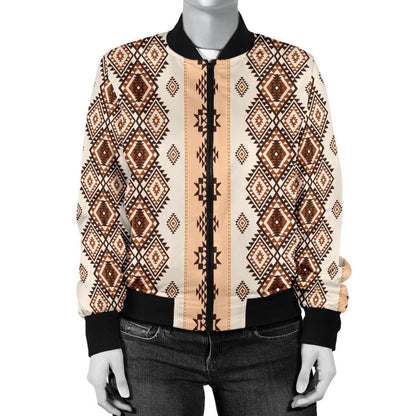 Native Classic Pattern Print Women Casual Bomber Jacket