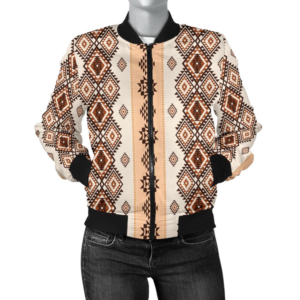 Native Classic Pattern Print Women Casual Bomber Jacket