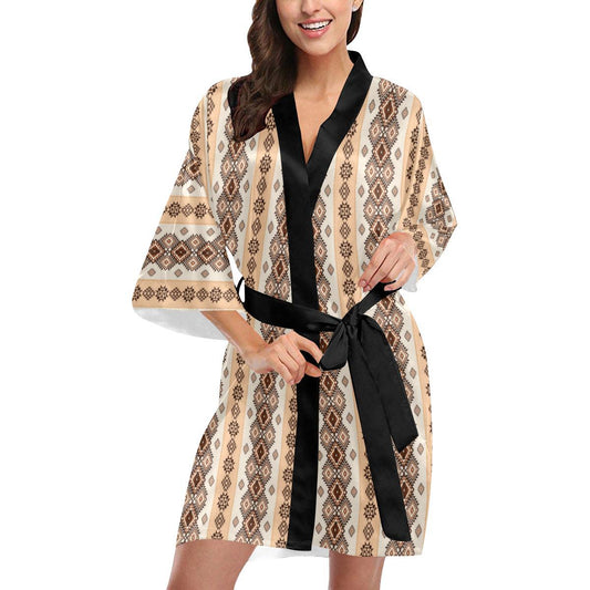 Native Classic Pattern Print Women Short Kimono Robe