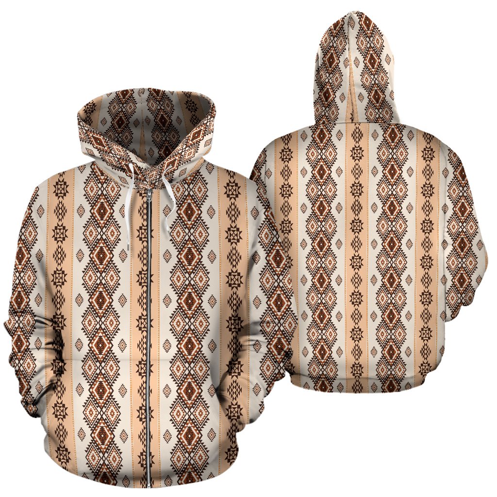 Native Classic Pattern Print Zip Up Hoodie