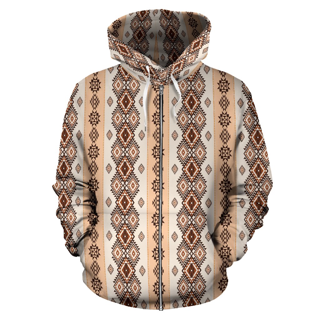 Native Classic Pattern Print Zip Up Hoodie