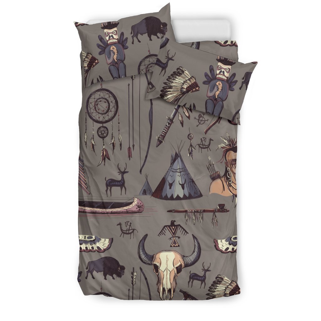 Native Indian Life Design Print Duvet Cover Bedding Set
