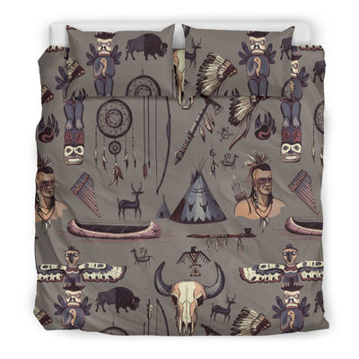 Native Indian Life Design Print Duvet Cover Bedding Set