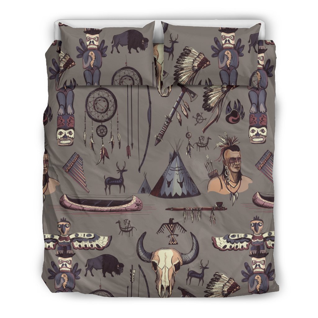 Native Indian Life Design Print Duvet Cover Bedding Set