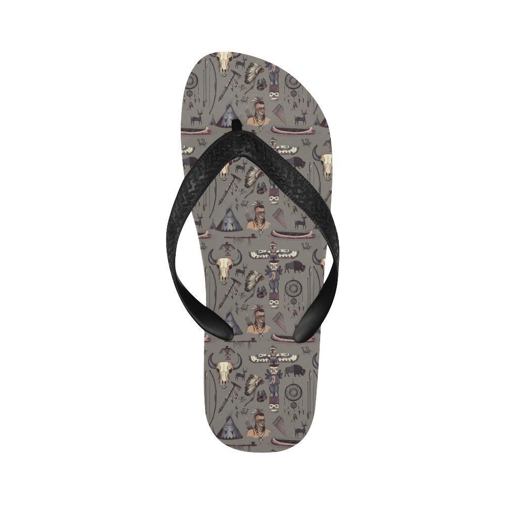 Native Indian life Design Print Flip Flops-JTAMIGO.COM