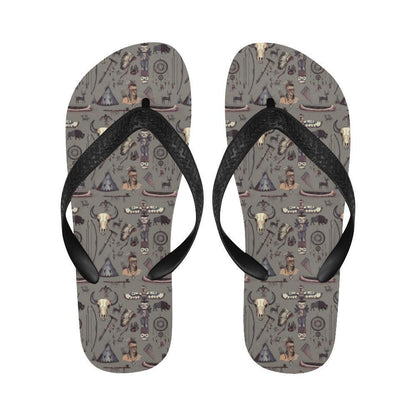 Native Indian life Design Print Flip Flops-JTAMIGO.COM