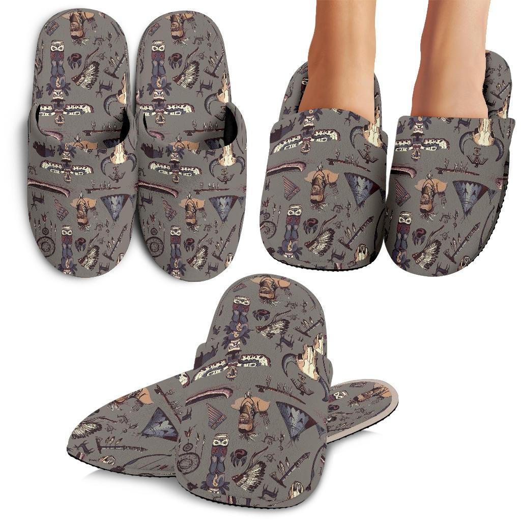 Native Indian life Design Print House Slippers