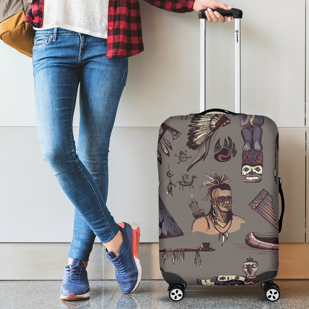 Native Indian Life Design Print Luggage Cover Protector