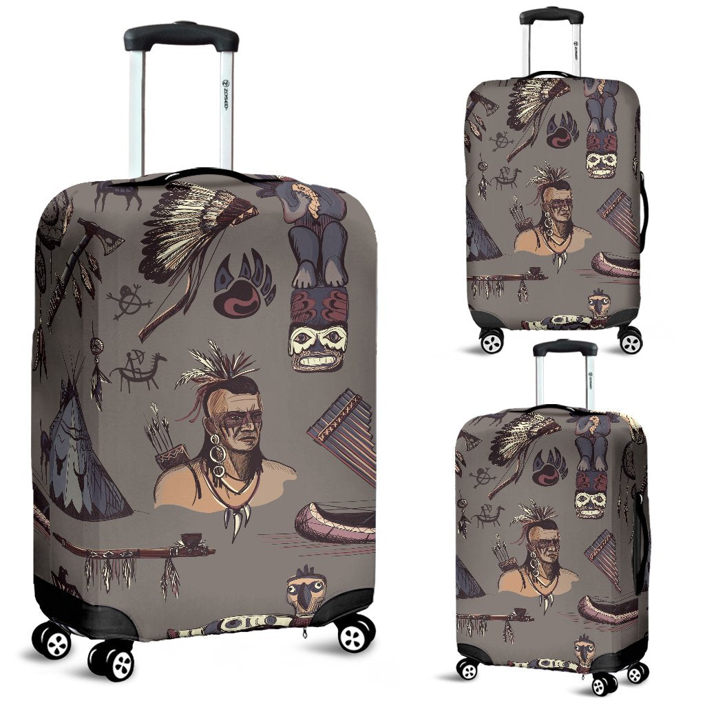 Native Indian Life Design Print Luggage Cover Protector