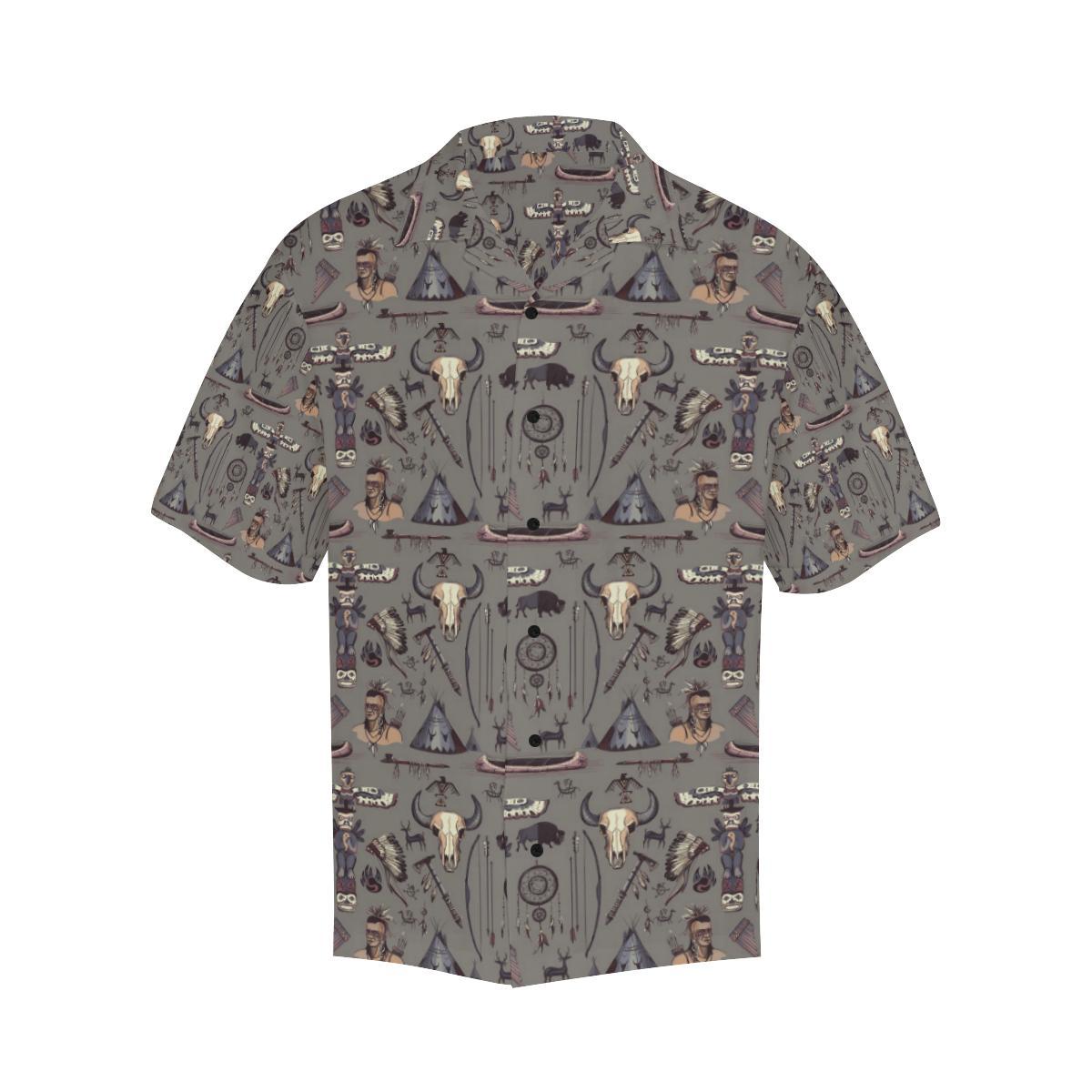 Native Indian life Design Print Men Aloha Hawaiian Shirt