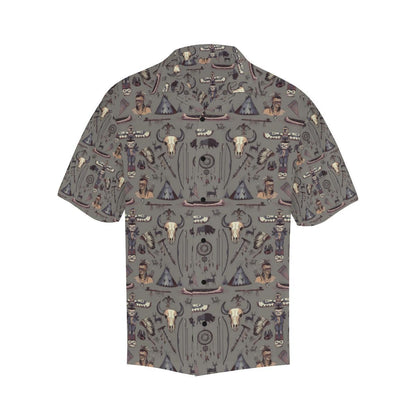Native Indian life Design Print Men Aloha Hawaiian Shirt
