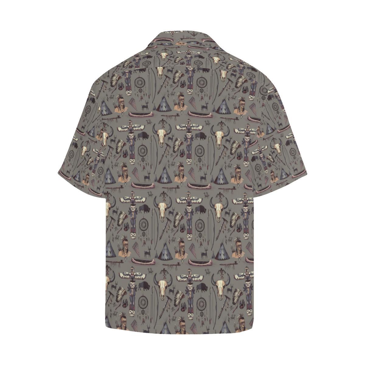 Native Indian life Design Print Men Aloha Hawaiian Shirt