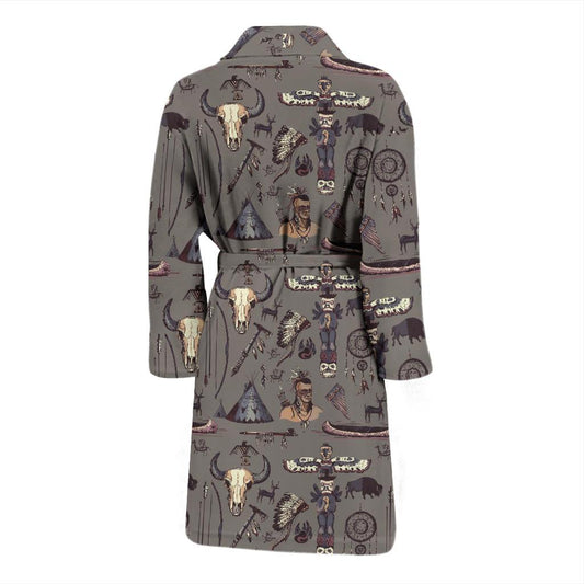 Native Indian life Design Print Men Bath Robe-JTAMIGO.COM