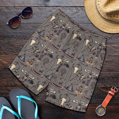 Native Indian life Design Print Mens Shorts-JTAMIGO.COM