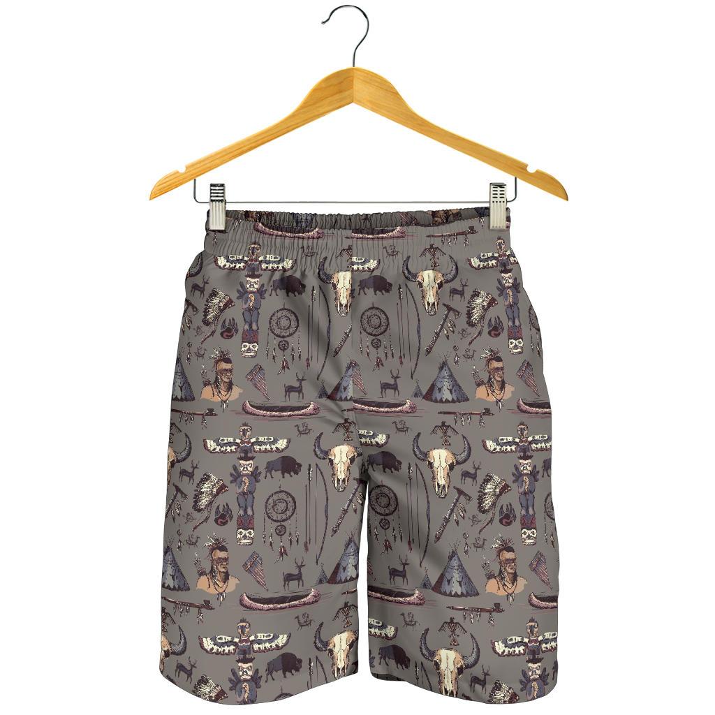 Native Indian life Design Print Mens Shorts-JTAMIGO.COM