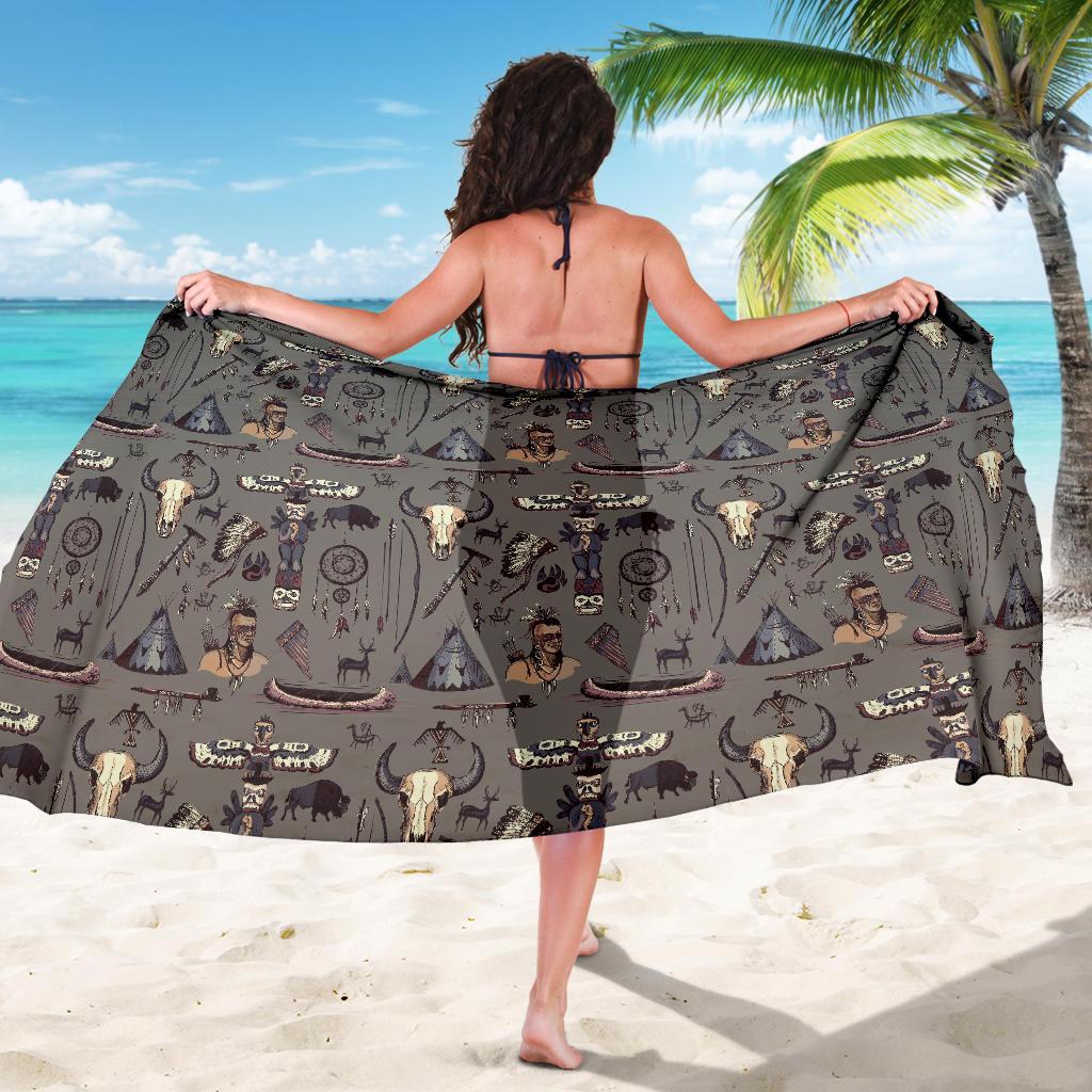 Native Indian life Design Print Sarong Pareo Wrap