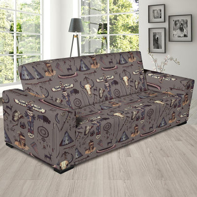 Native Indian life Design Print Sofa Slipcover-JTAMIGO.COM