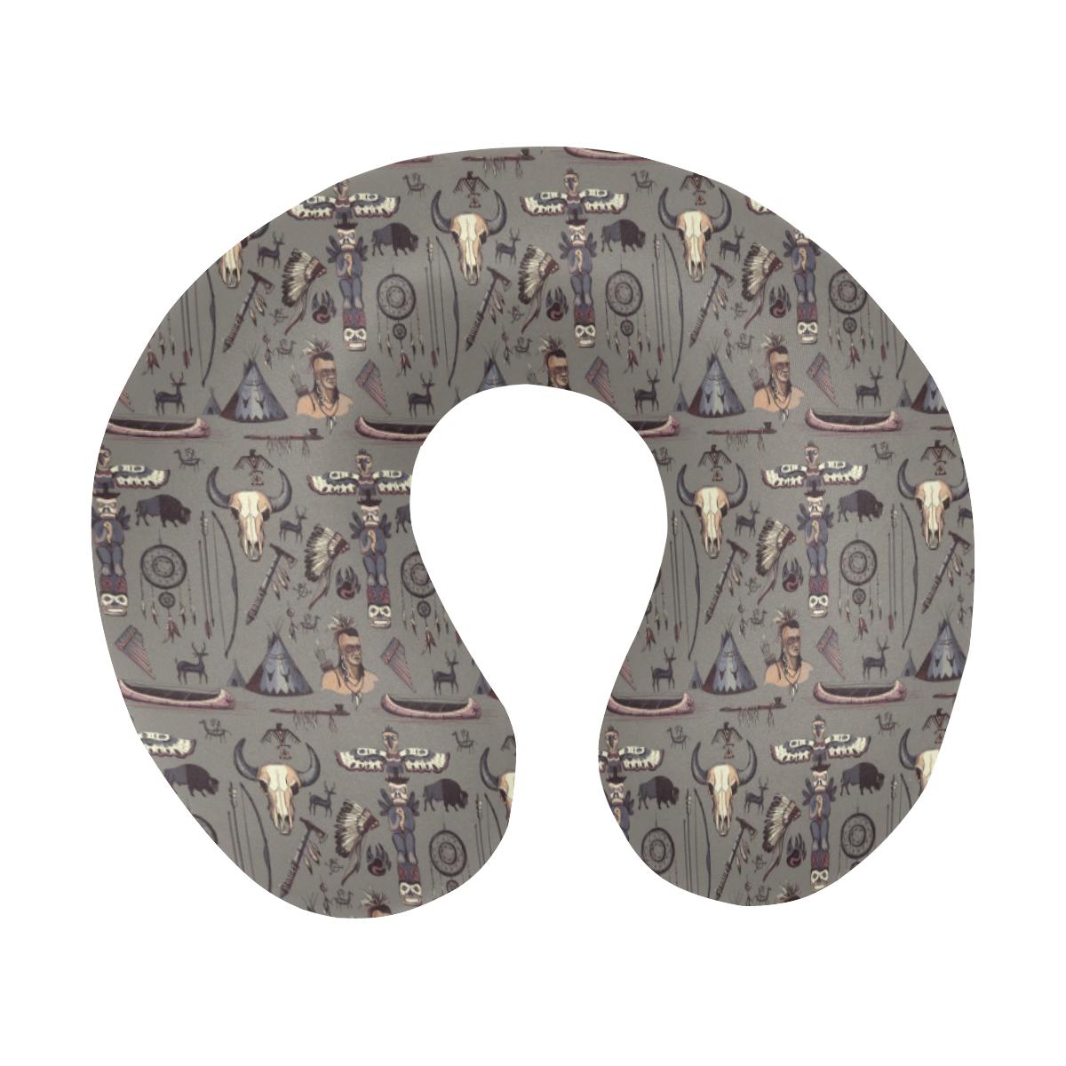 Native Indian life Design Print U-Shaped Travel Neck Pillow-JTAMIGO.COM