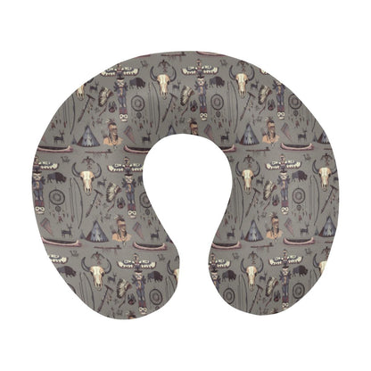 Native Indian life Design Print U-Shaped Travel Neck Pillow-JTAMIGO.COM