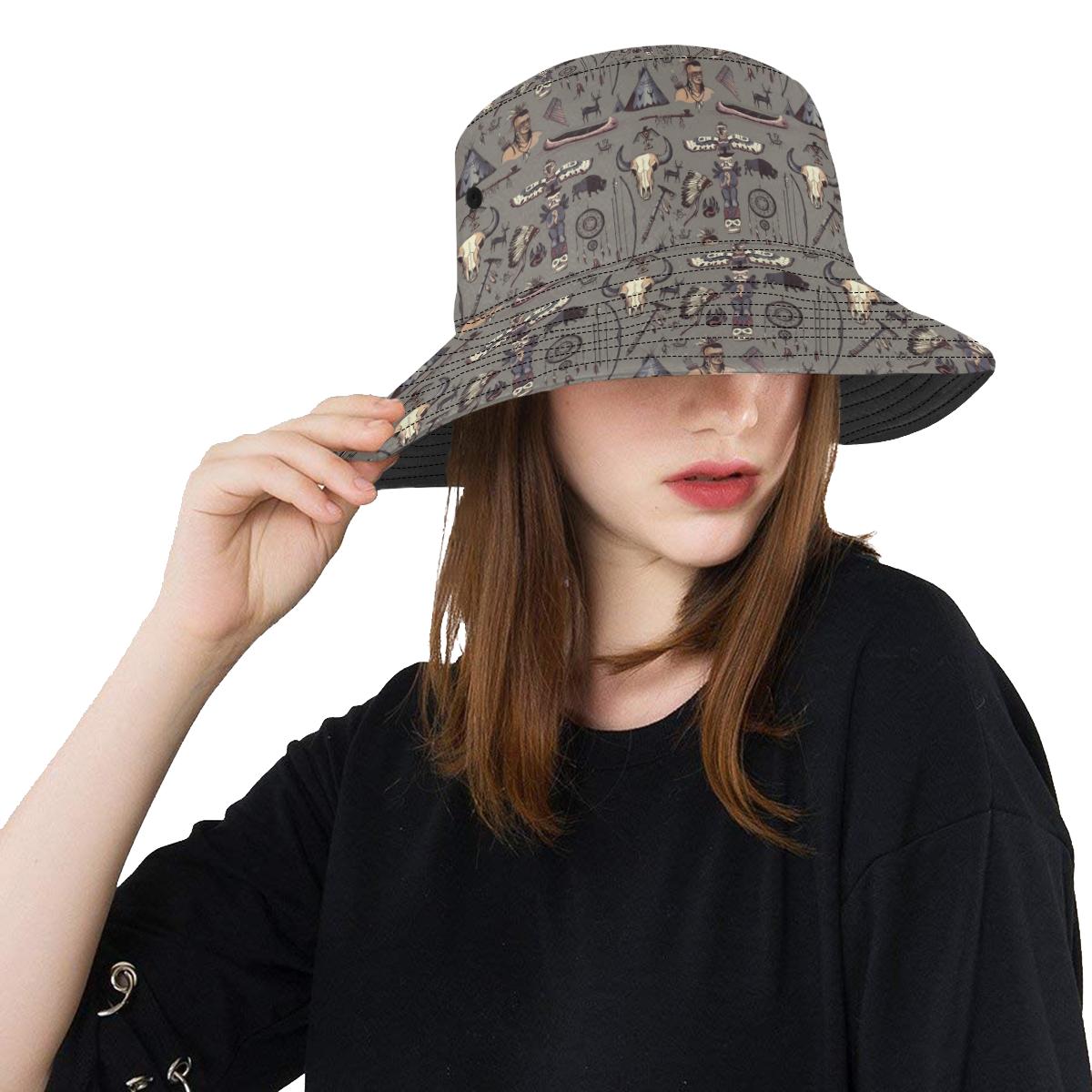 Native Indian life Design Print Unisex Bucket Hat