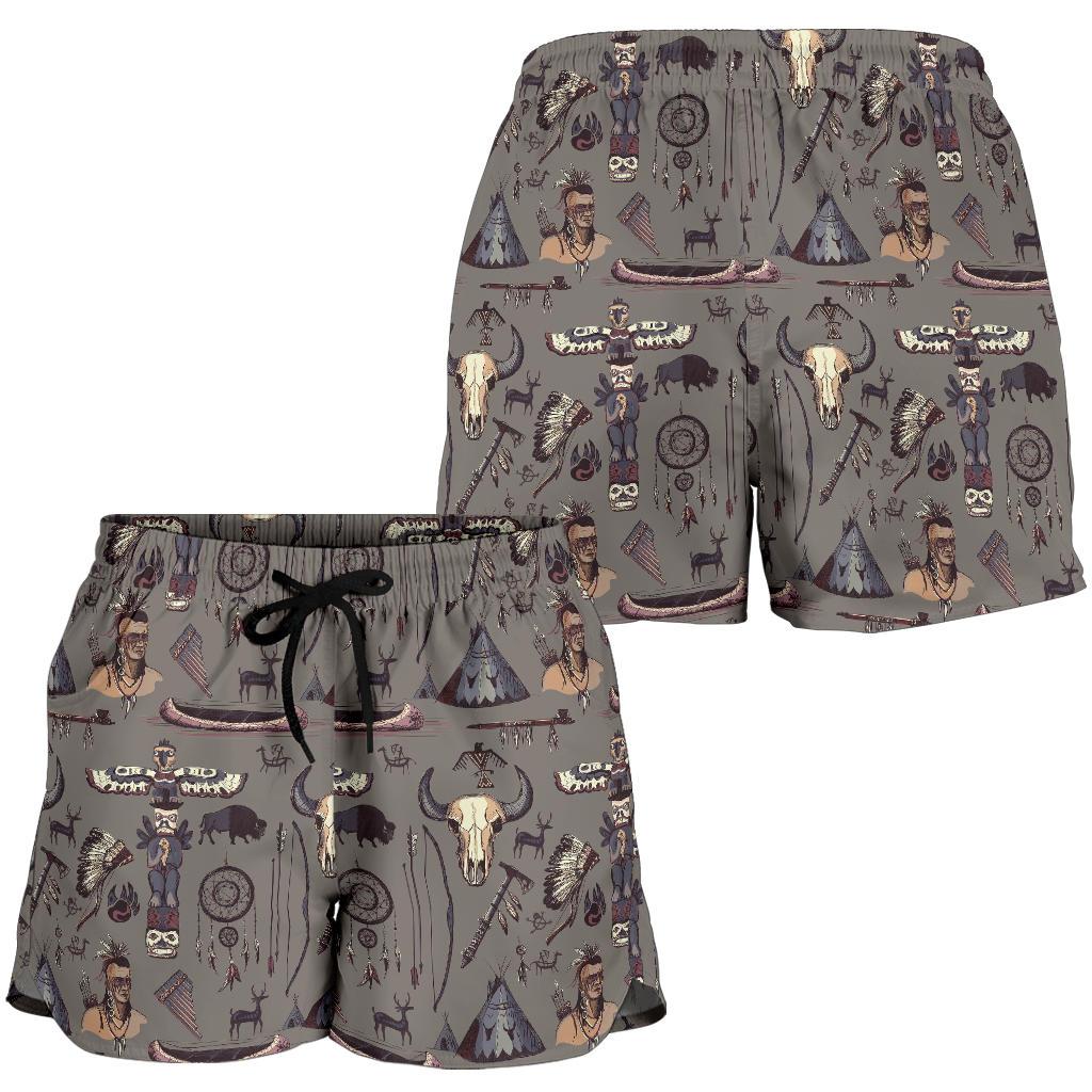 Native Indian life Design Print Women Shorts-JTAMIGO.COM