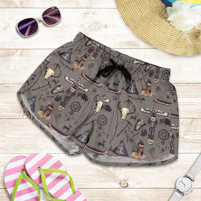 Native Indian life Design Print Women Shorts-JTAMIGO.COM