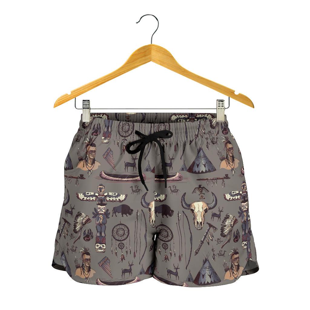 Native Indian life Design Print Women Shorts-JTAMIGO.COM