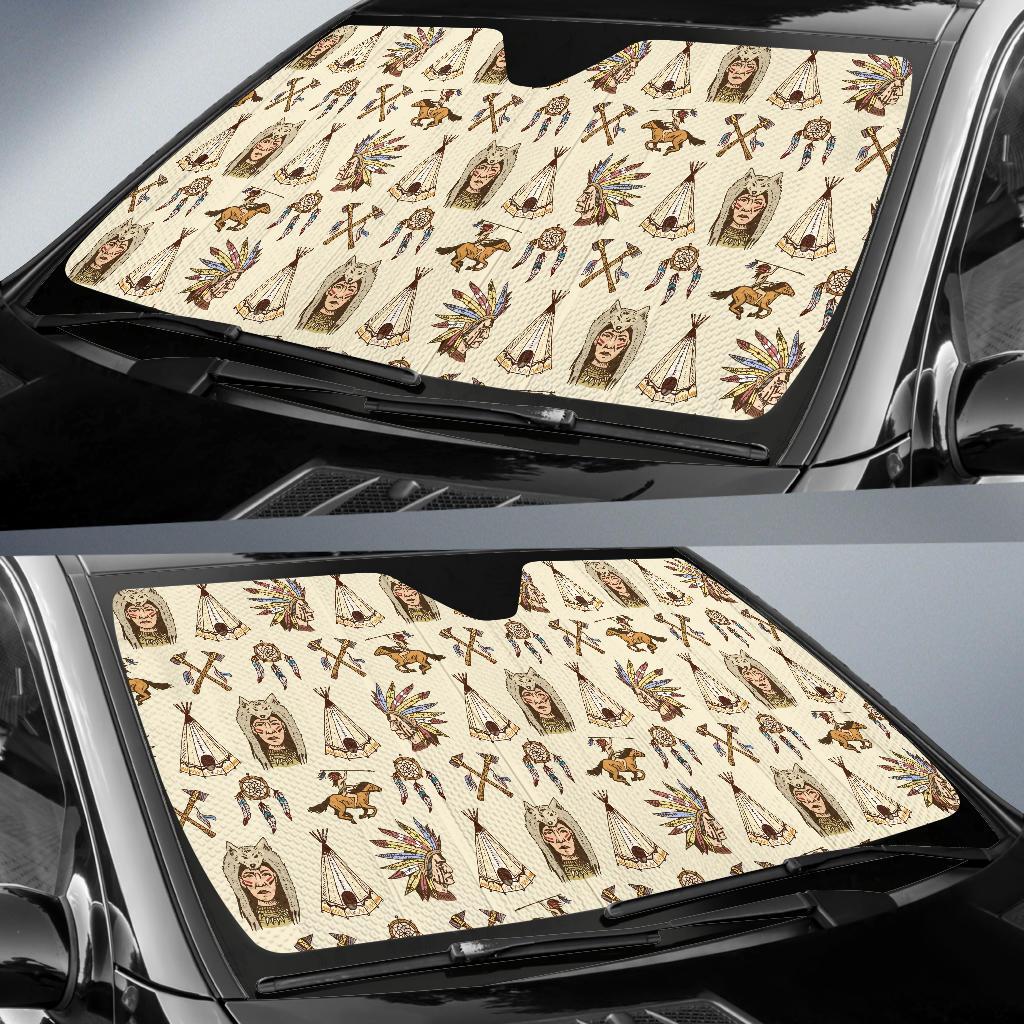 Native Indian Pattern Design Print Car Sun Shade For Windshield