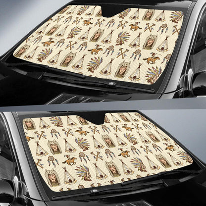 Native Indian Pattern Design Print Car Sun Shade For Windshield