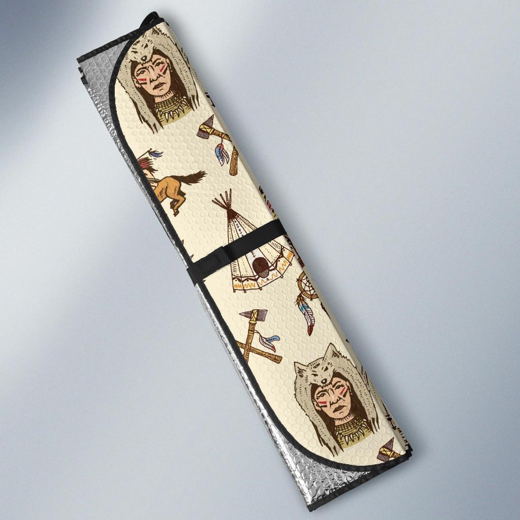 Native Indian Pattern Design Print Car Sun Shade For Windshield