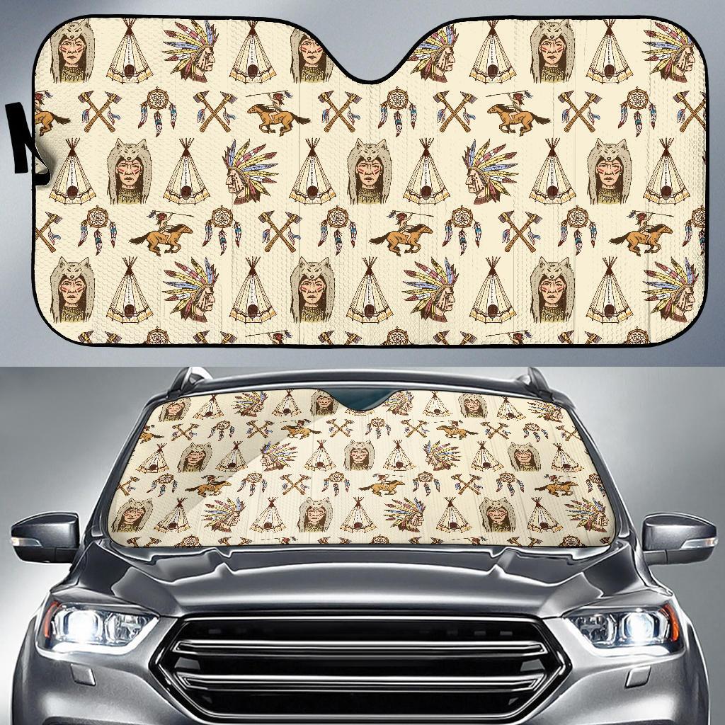 Native Indian Pattern Design Print Car Sun Shade For Windshield