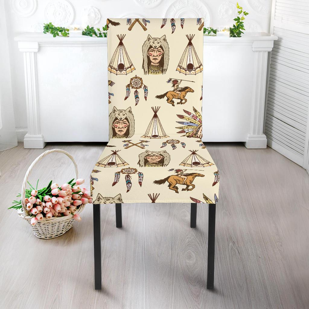 Native Indian Pattern Design Print Dining Chair Slipcover-JTAMIGO.COM
