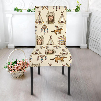Native Indian Pattern Design Print Dining Chair Slipcover-JTAMIGO.COM
