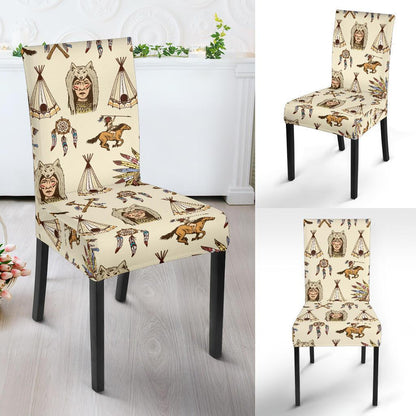 Native Indian Pattern Design Print Dining Chair Slipcover-JTAMIGO.COM