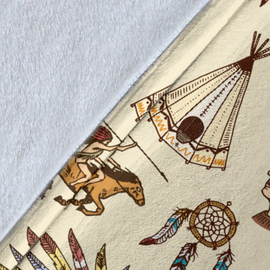Native Indian Pattern Design Print Fleece Blanket