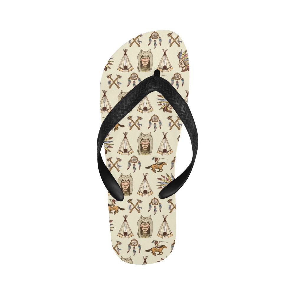 Native Indian Pattern Design Print Flip Flops-JTAMIGO.COM