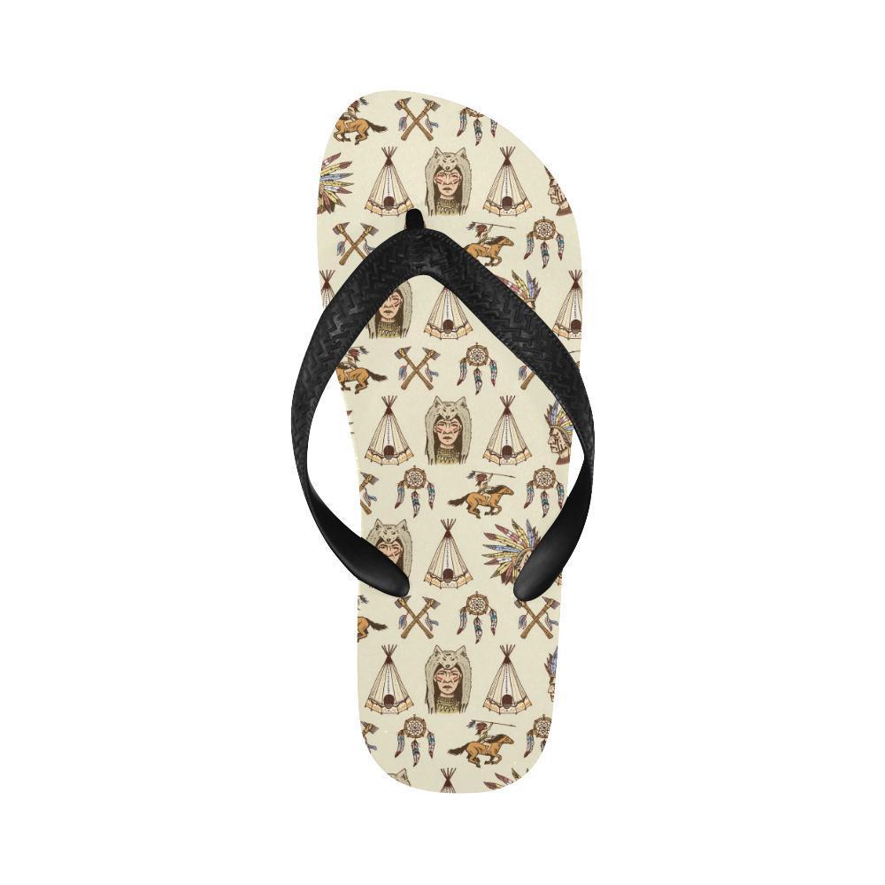 Native Indian Pattern Design Print Flip Flops-JTAMIGO.COM