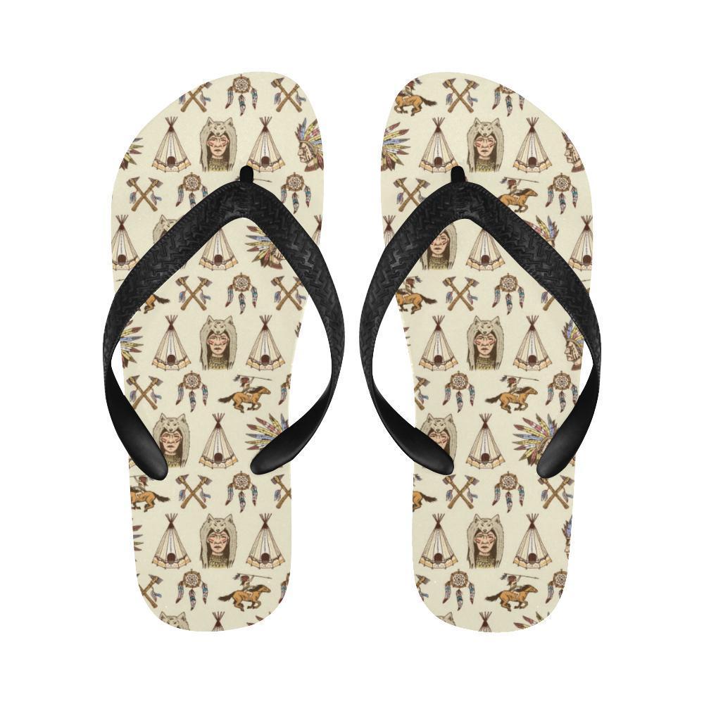 Native Indian Pattern Design Print Flip Flops-JTAMIGO.COM