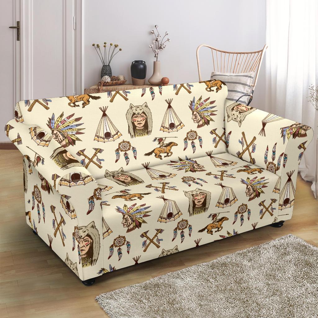 Native Indian Pattern Design Print Loveseat Slipcover-JTAMIGO.COM