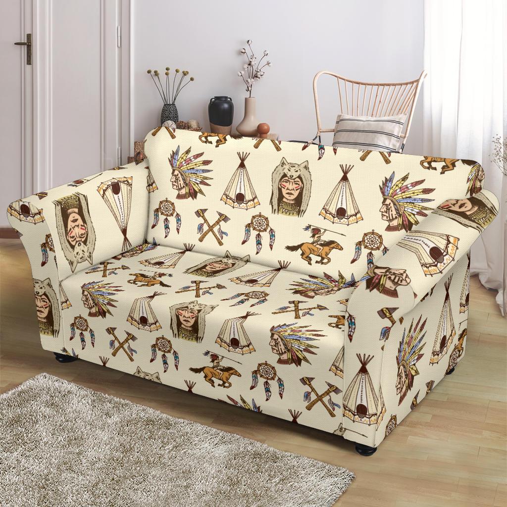 Native Indian Pattern Design Print Loveseat Slipcover-JTAMIGO.COM