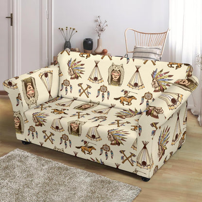 Native Indian Pattern Design Print Loveseat Slipcover-JTAMIGO.COM