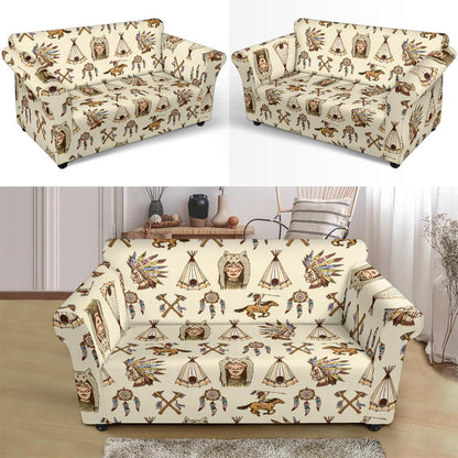 Native Indian Pattern Design Print Loveseat Slipcover-JTAMIGO.COM