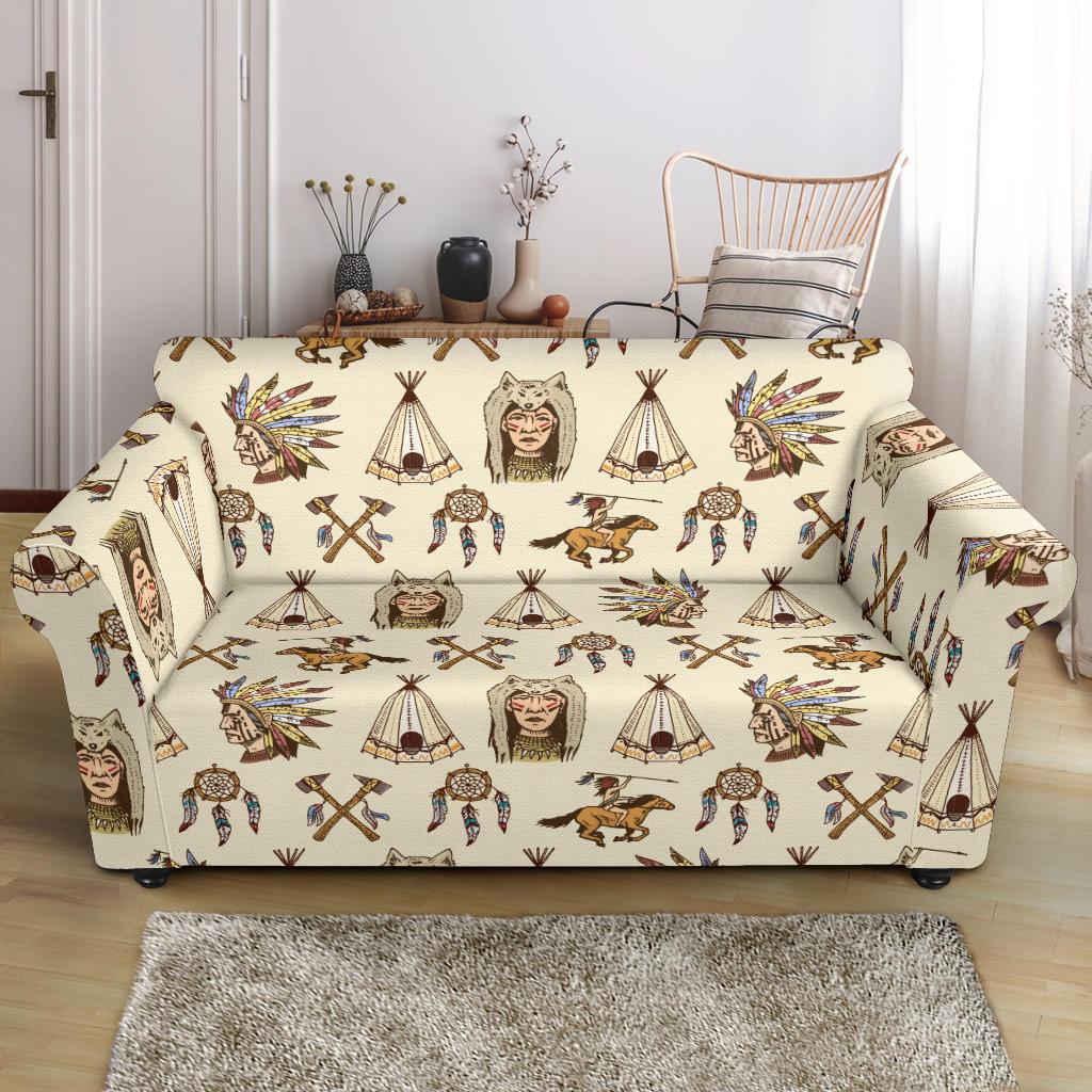 Native Indian Pattern Design Print Loveseat Slipcover-JTAMIGO.COM