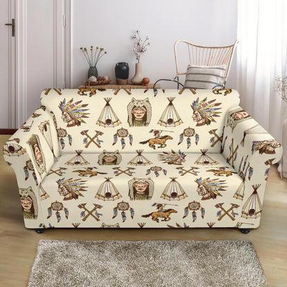 Native Indian Pattern Design Print Loveseat Slipcover-JTAMIGO.COM