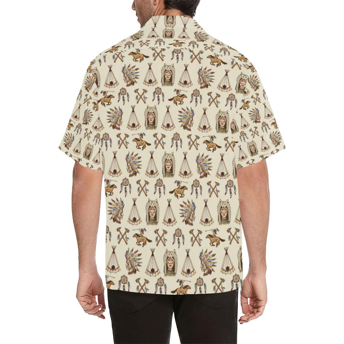 Native Indian Pattern Design Print Men Aloha Hawaiian Shirt