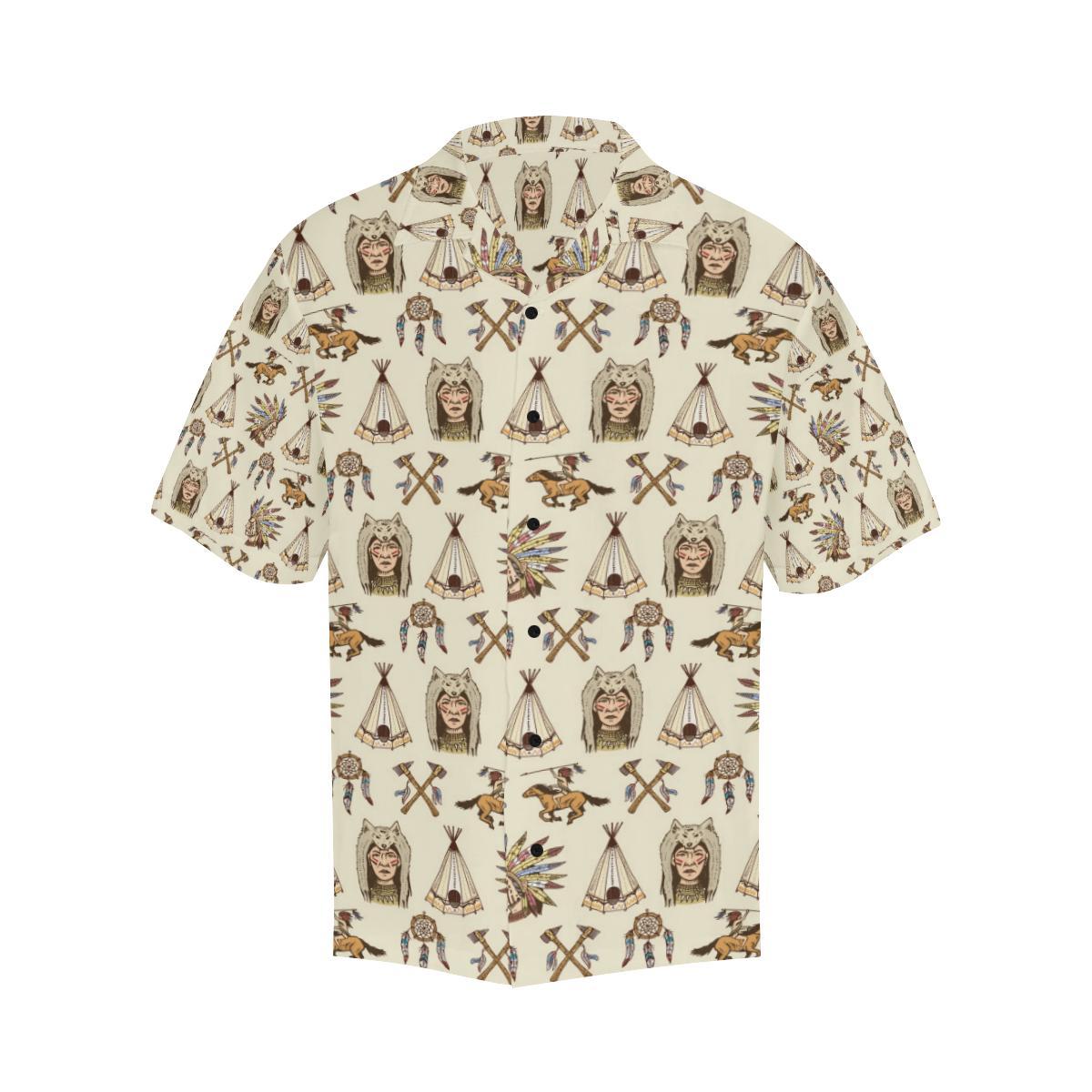 Native Indian Pattern Design Print Men Aloha Hawaiian Shirt