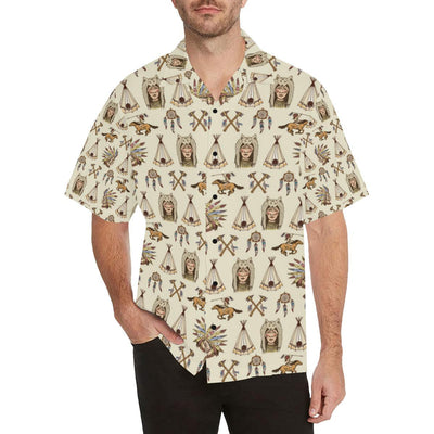Native Indian Pattern Design Print Men Aloha Hawaiian Shirt