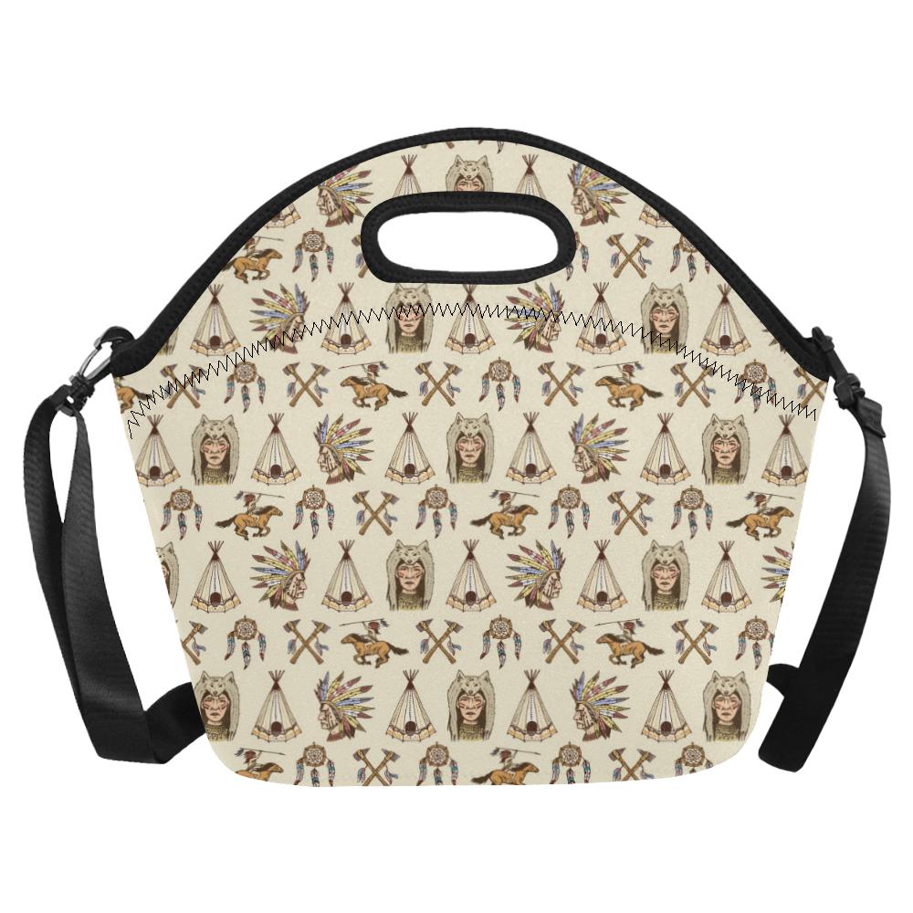 Native Indian Pattern Design Print Neoprene Lunch Bag (Model 1669)(Large)-JTAMIGO.COM
